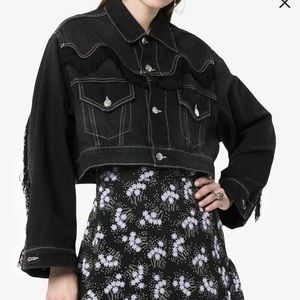 GANNI Cropped Fringe Detail Denim Jacket